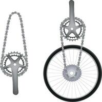 A bicycle wheel with a chain attached to it vector