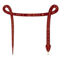 A red and gold snake head with a long tail vector