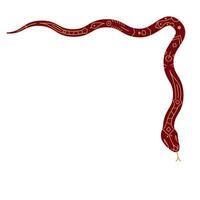 A snake is drawn in red and gold vector