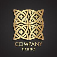 3d ornamental design overlap loop gold logo vector