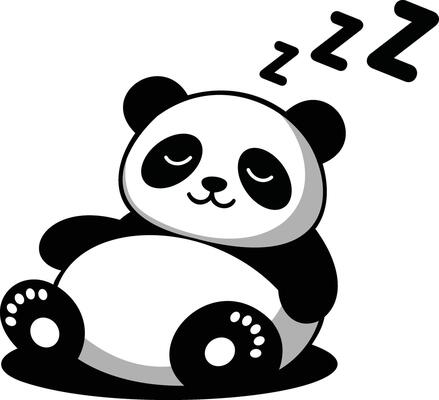 A panda bear sleeping on its side with its eyes closed