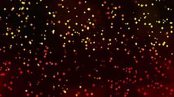Colorful plus icon or bonus symbol particle flying on a blurred cloud background video