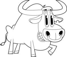 Outlined Funny Bull Cartoon Character Running. Hand Drawn Illustration Isolated On Transparent Background vector