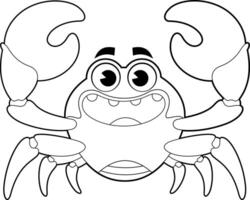Funny Cartoon Crab Coloring Page with Big Claws and Happy Expression for Kids and Art Projects vector