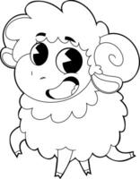 Cute cartoon sheep coloring page with big eyes for kids and adults vector