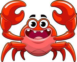 Funny Red Crab with Smiling Face and Raised Claws for Digital Art, Logos, and Character Design vector