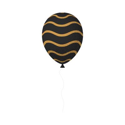 Black and gold balloon with a white string