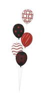 A bunch of balloons with red and black designs vector