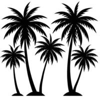 Set of palm tree silhouette on white background vector