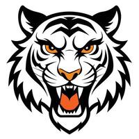 Wild Tiger in Attack Mode on White Background vector