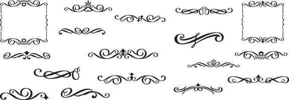 a set of decorative elements, including a scroll, a frame, and a scroll vector