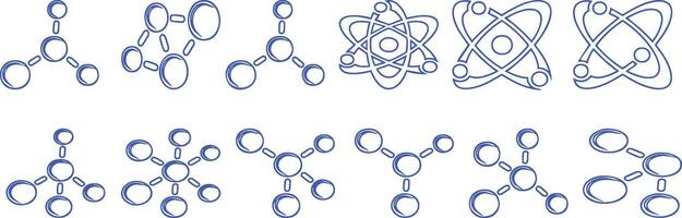 a set of blue and white molecular structures vector