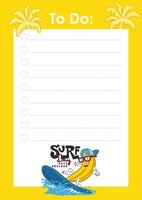 to do list template for kids banana style vector