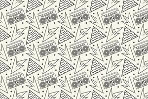 a pattern with a boombox and other items vector