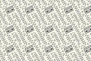 a pattern with a cassette player and other items vector