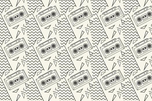 a pattern with a cassette tape on it vector