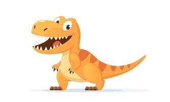 Funny Cartoon T-Rex Smiling, Playful Dinosaur Character Ideal for Kids Design and Print, Isolated Character vector
