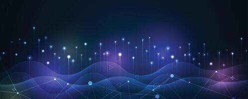 abstract background with wave connected lines and dots vector