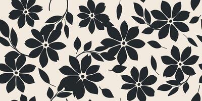 Abstract flower seamless pattern background. Modern print in black and white colors for textile design, fabric, wallpaper, card, wall art and posters vector