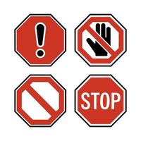 Red Warning and Restriction Signs Set - Stop, Prohibited, No Entry, Safety Symbols, Alert, Forbidden, Danger Icons vector