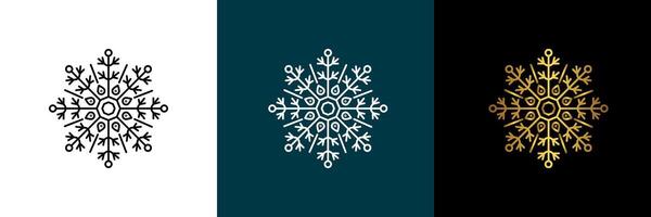 Symmetrical snowflake. circular graphic pattern. Color black, white, gold. Isolated design element for themes abstract geometrical modern decoration round logo template. vector