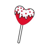 Sweet Heart Shaped Lollipop doodle flat style love isolated icon Candy love Romantic symbol of love for web graphic design poster tattoo Valentines Day Greeting card line art illustration vector