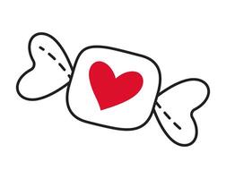 Sweet candy with Heart doodle flat style love isolated icon Candy love Romantic symbol of love for web graphic design poster tattoo Valentines Day Greeting card line art illustration vector