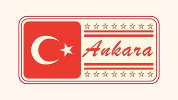 Vintage Ankara Nameplate with Turkish Flag Design vector