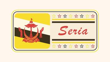Vintage Seria Nameplate with Bruneian Flag Design vector