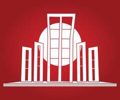 Front view of 21st February Shaeed Minar design in red background vector