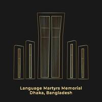 Shaeed Minar IIlustration in Golden Look vector