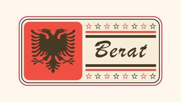 Vintage Berat Nameplate with Albanian Flag Design vector
