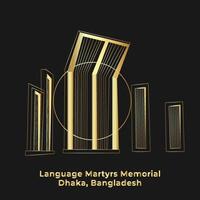 21st February Design Shaeed Minar IIlustration in Golden Look vector