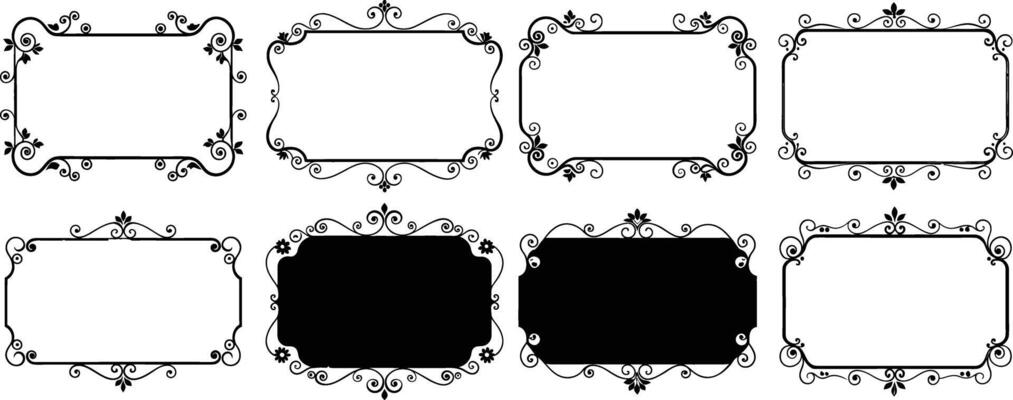 Elegant Ornamental Frame Set Black and White Vintage Borders