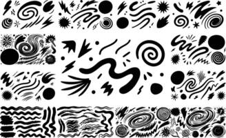 Abstract Black Brush Strokes and Dynamic Shapes Collection vector