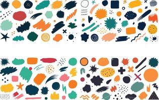 Abstract Colorful Brush Strokes and Shapes Collection vector