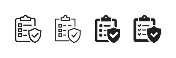 Checklist and Security Shield Icon Set Business Protection and Verification vector