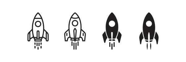 Rocket Launch Icon Set Space Startup and Technology Symbol vector
