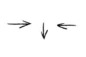 Three hand-drawn arrows pointing in different directions vector
