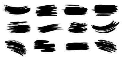 Set of black brush strokes different shapes and sizes vector