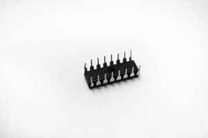 A microcircuit A computer chip. A component of semiconductor devices. photo