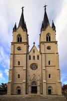 Gothic twin-spired church Ambrosiuskirche in Magdeburg, Germany photo