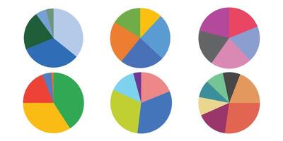 Colorful Pie Charts Showcase Diverse Data Distributions. vector