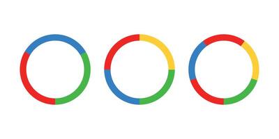 Customer review business colorful pie charts illustrating data distribution. vector