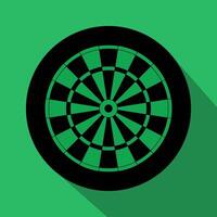 Concept of competition and achievement goals.Achieving goals in business and life.Dartboard with dart stuck right in center of target.Isolate on a green background vector