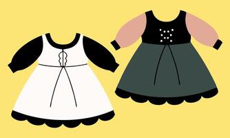 Two dresses on a yellow background vector