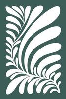 A white and green leaf design on a green background vector