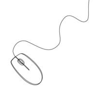 A computer mouse is shown in a line drawing vector