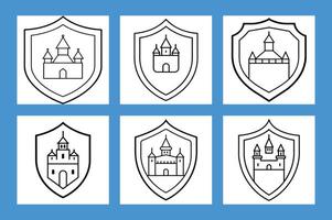 kremlin outline logotype for a property company shield in premium style vector