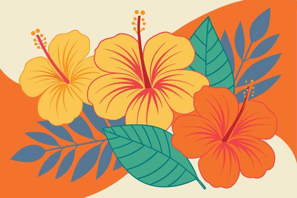Vibrant Hibiscus Flowers Tropical Floral Design Summer